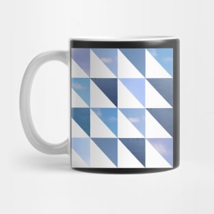 Geometric blue triangle pattern Water and Sky Photo Patchwork Mug